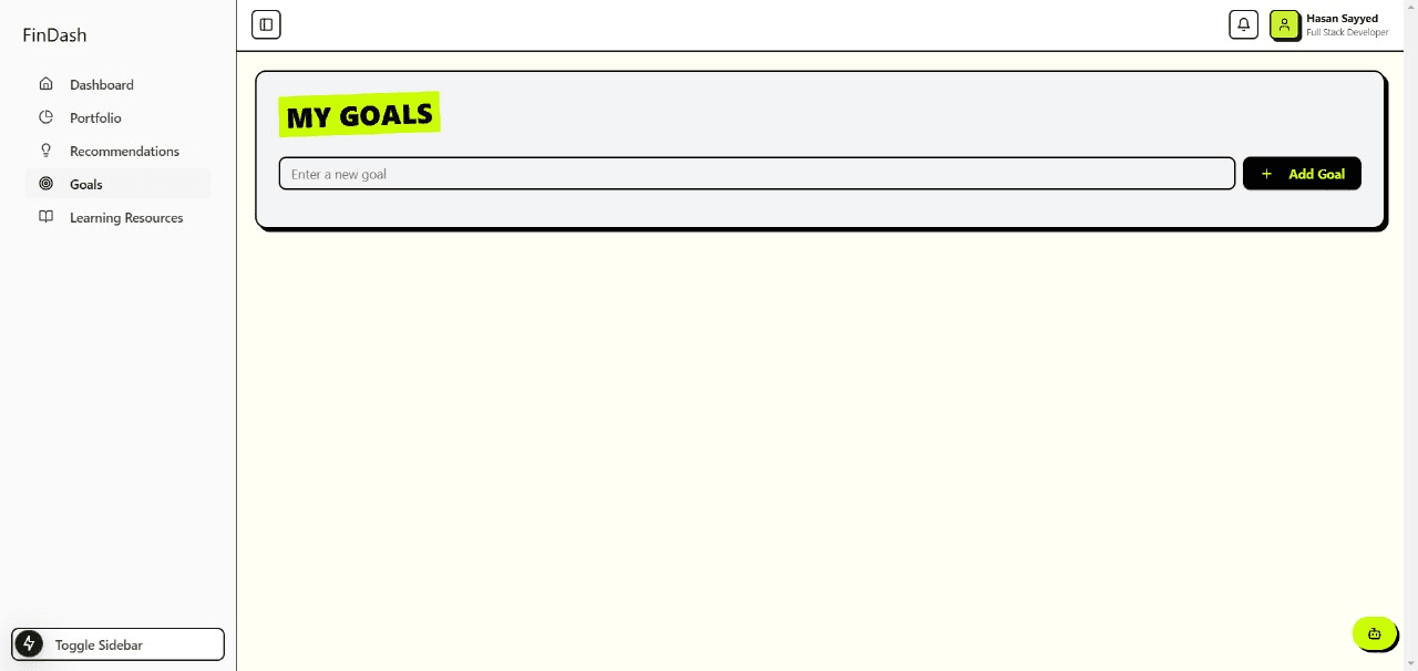 Goal Setting Interface