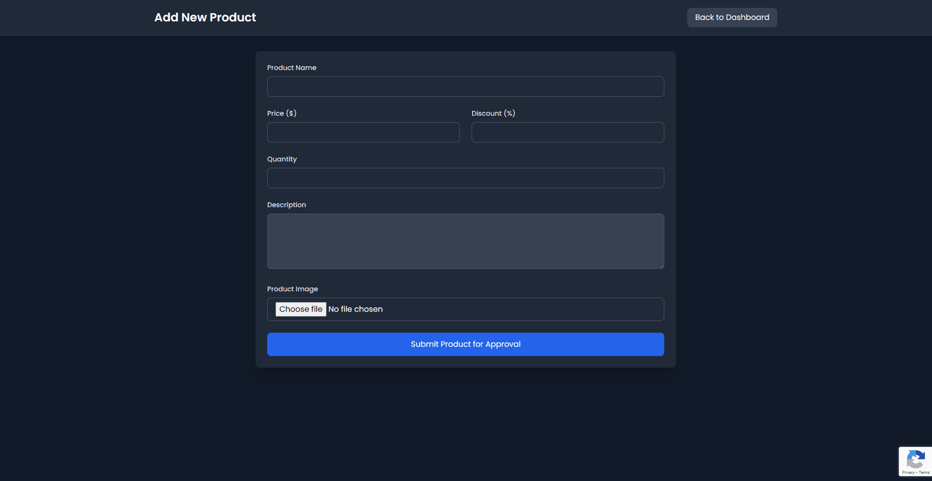 Add Product Interface